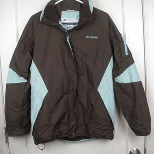 Columbia Brown Mint Green Winter Ski Coat Jacket Fleece Lined Coat Women's L