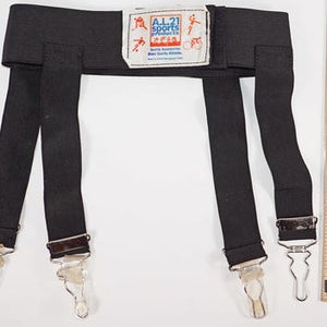 A.L.21 SPORTS PRODUCTS BLACK GARTER BELT - FOR PLAYERS OR GOALIES YOUTH 22" USED