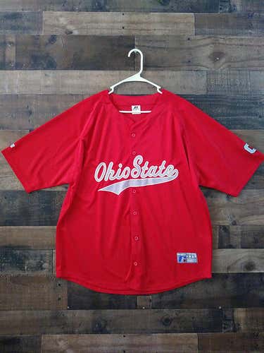 New NCAA College OSU OHIO STATE UNIVERSITY BUCKEYES Embroidered Button Baseball Jersey