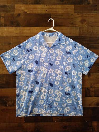 New MLB Baseball TAMPA BAY RAYS Tradewinds Resorts Hawaiian Style Button Dress Shirt