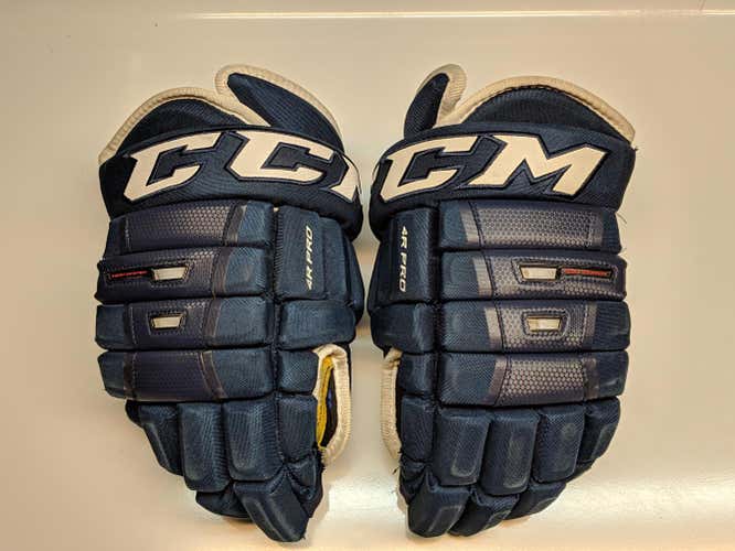 CCM Classic Pro 4-Roll Gloves Navy and White Senior 14"