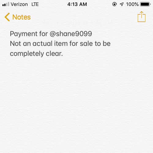 Payment For @shane9099