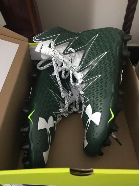 New Under Armour Highlight Cleats Dark Green and White Mens 10.5 (In the Box)