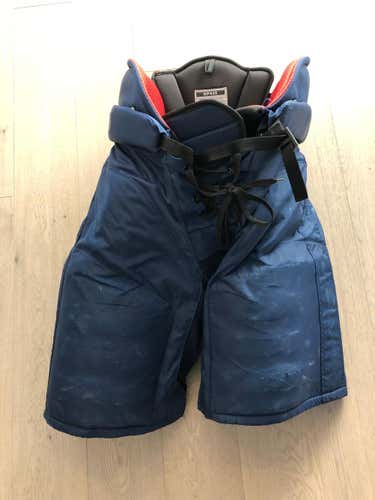 Used CCM HP45X Pants  Pro Stock Hockey Pants  Navy Large+1  Winnipeg Jets (109)