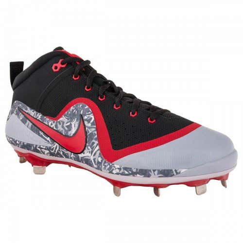 Nike Force Zoom Trout 4 sz 12 Black Grey Red 917837 060 Metal Baseball Cleats