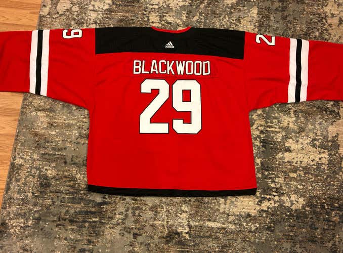 MACKENZIE BLACKWOOD #29 New Jersey Devils GOALIE CUT (Size 62) Game Replica Jersey
