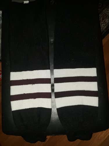 Adult Black white and maroon hockey socks