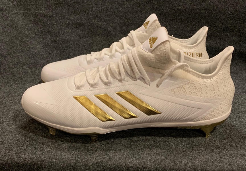 NEW Adidas Adizero Afterburner 4 BY3312 Baseball Cleats White Gold Size 13.5 Lot For 2 Pairs BUNDLE