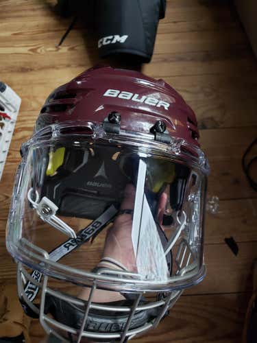 Bauer IMS 9.0 Helmet Burgundy Large with Hybrid Cage