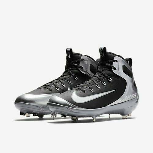 Nike Alpha Huarache Elite Mid sz 10.5 Grey Black 923428 010 Metal Baseball Cleat