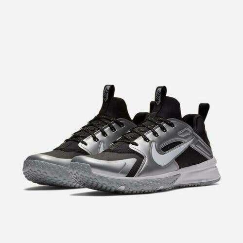 Nike Alpha Huarache Turf Baseball Trainer sz 9.5 Black Grey Silver 923435 015