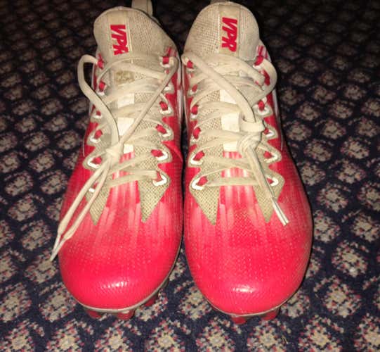 Red and white Nike Vapor lacrosse cleats