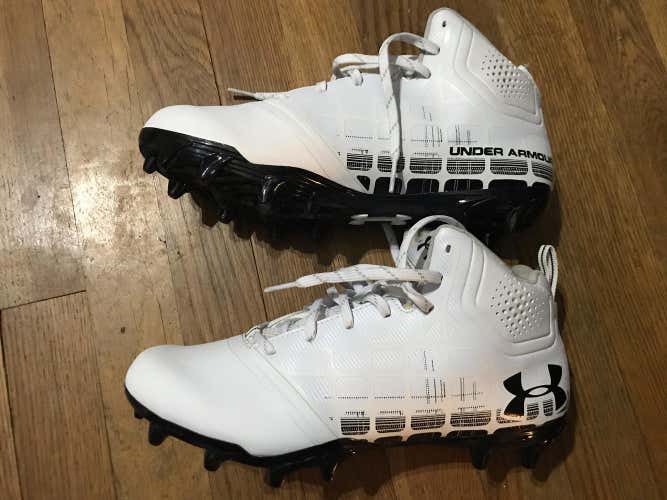 White And Black Under Armour Mid Banshee Cleat Size 7