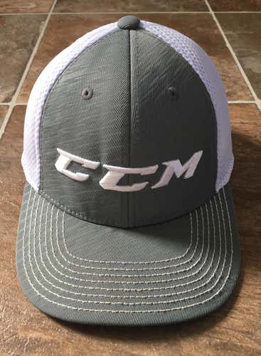 White/Gray CCM Stretch Fit Hat Size S/M