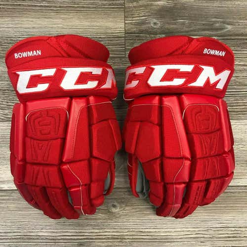 NEW! CCM CL CAROLINA HURRICANES NHL PRO STOCK HOCKEY PLAYER GLOVES 14" BOWMAN