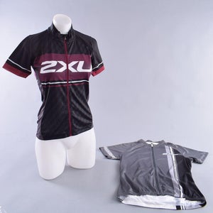 2 Jerseys 2XU Cycling Short Sleeve Women's Small Black Gray Road Bike Bicycle