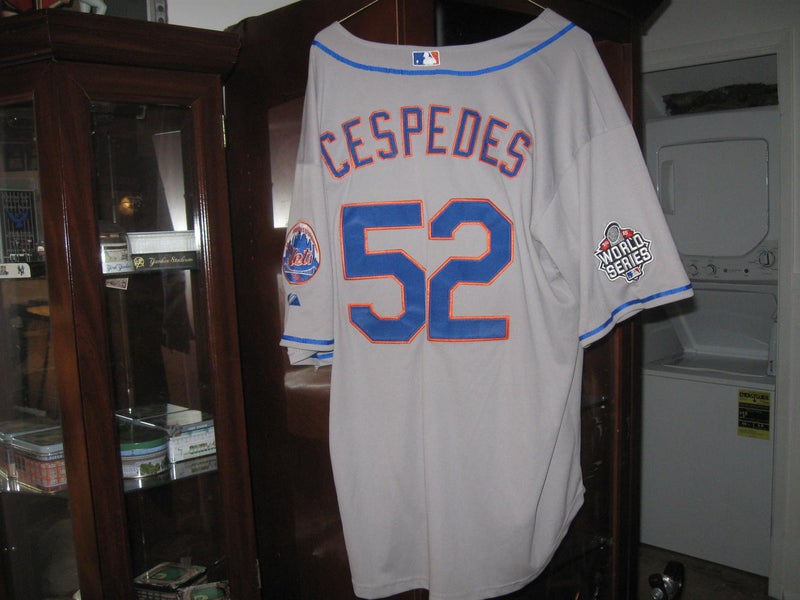 NY METS YOENIS CESPEDES AUTHENTIC 2015 WORLD SERIES ROAD JERSEY (54)EMBRIODED!