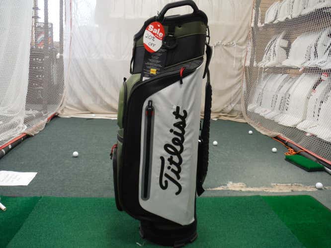 New Titleist Deluxe 14-Way Cart Bag - Black/Olive/White