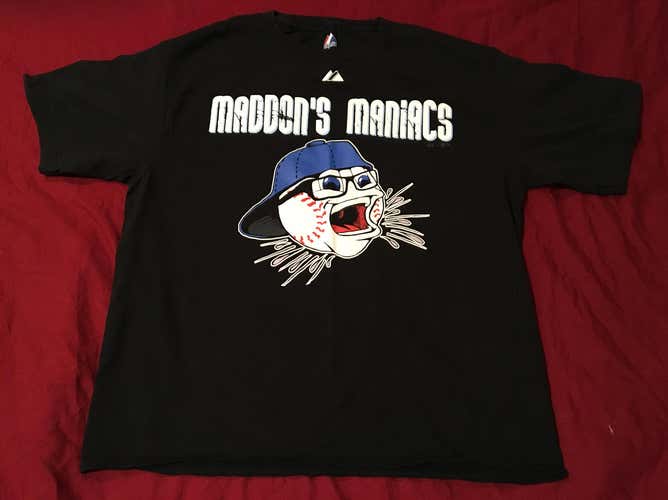 Joe Maddon “Maddon’s Maniacs” Majestic MLB Baseball T-Shirt Medium Los Angeles Angles