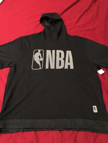 Black XXL NBA Basketball Hooded Hoodie Short-Sleeve Sweatshirt