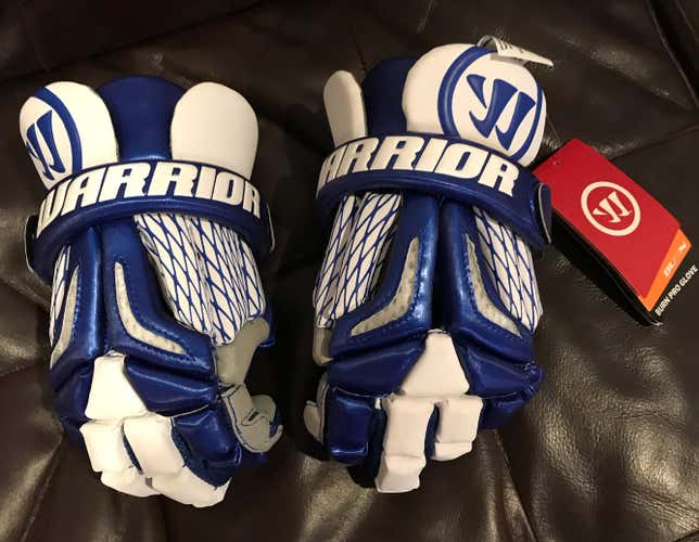 Warrior Burn Pro Lacrosse Lax Royal Blue 12” Gloves New Nwt