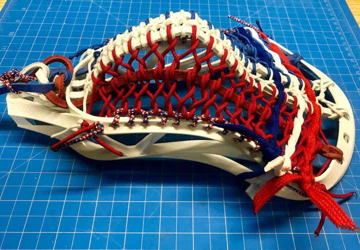 Custom, traditionally strung USA Brine RP3 II X head. Strung By Wulf Lacrosse.
