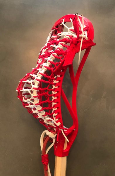 Awesome Brine King X crimson head with “rising sun” custom strung head by Wulf Lacrosse