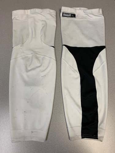 Pro Stock LA Kings Reebok Edge white stripe Practice Socks - White - Large (see description)
