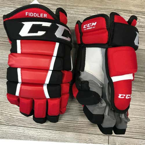 NEW! CCM HG97 BLACK RED WHITE NEW JERSEY DEVILS PRO STOCK HOCKEY GLOVES 14" FIDDLER