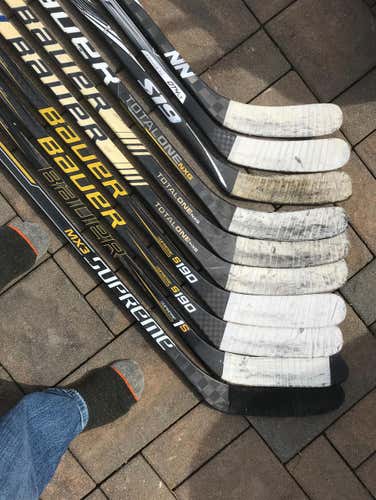 Lot of used hockey sticks. Can be sold as individual sticks or as a lot.