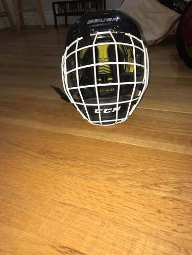 Bauer Re-act Hockey Helmet With White CCM Cage-size M (must Sell)