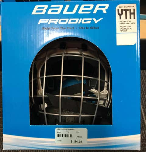 Bauer Prodigy Youth White Helmet And Cage Combo