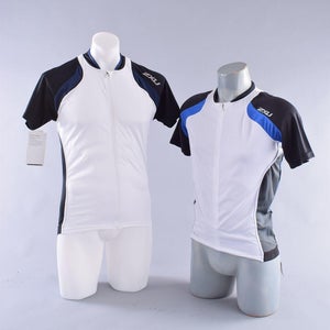 2 Jerseys 2XU Elite X Cycle Jersey Men's Medium White Blue Gray Cycling Bike