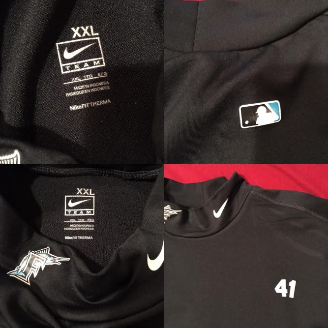 Chris Volstad #41 Florida Marlins Game Worn Used Team Issued Nike Fit Therma Shirt XXL