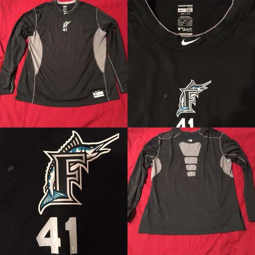 Chris Volstad #41 Florida Marlins Game Used Worn Team Issued Nike DriFit Performance Shirt 3XL