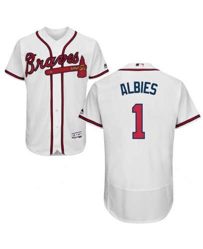 OZZIE ALBIES #1 Atlanta Braves Replica White Home Jersey