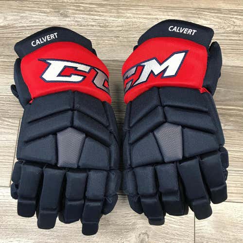 NEW! CCM TACKS COLUMBUS BLUE JACKETS NHL PRO STOCK HOCKEY GLOVES 14" CALVERT