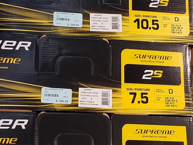 New Bauer Supreme 2S Skates Senior Size 7.5