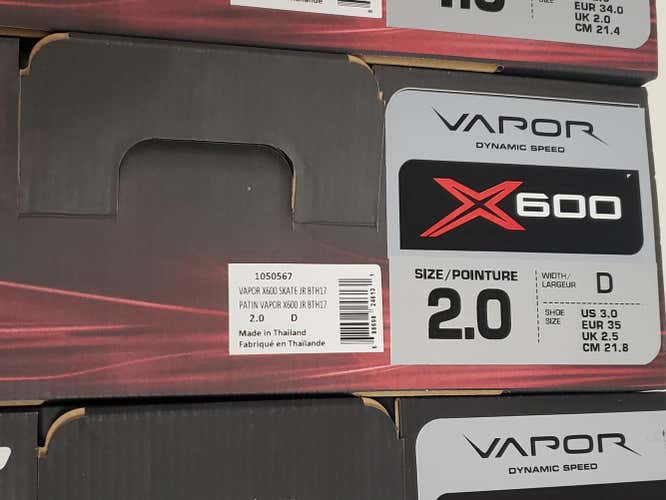 New Bauer Vapor X600 Skates Junior Size 2