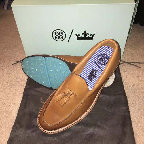 G/Fore + Peter Millar Cruiser Golf Loafer sz 9 Cognac Brown Leather FREE SHIP