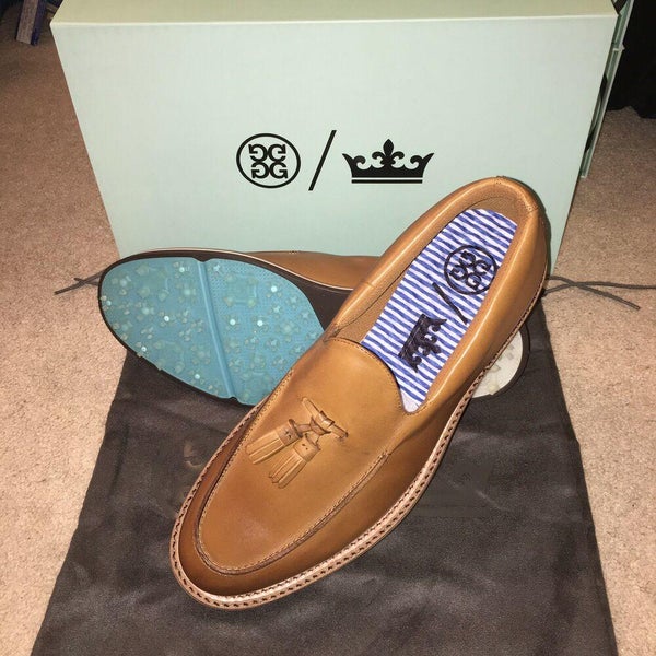 G/Fore + Peter Millar Cruiser Golf Loafer sz 9 Cognac Brown Leather FREE SHIP