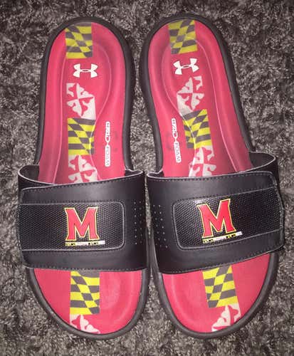 University Of Maryland Under Armour Slides Size 11 Used Ignite V