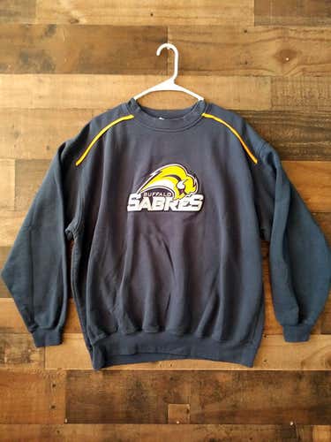 Defunct Logo NHL Hockey BUFFALO SABRES Blue Gold Embroidered Sweatshirt