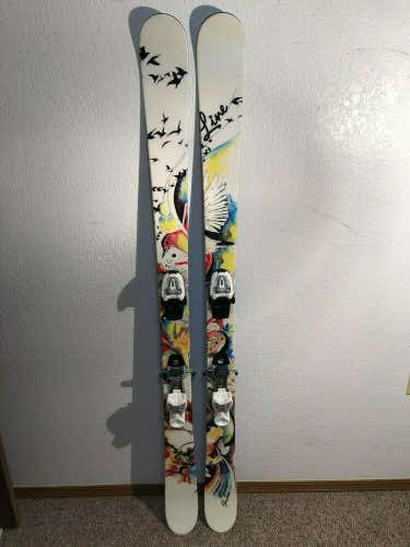 Line Shadow Women's Twin Tip Park Downhill Skis 157 cm. Marker 7.0 Bindings TUNE