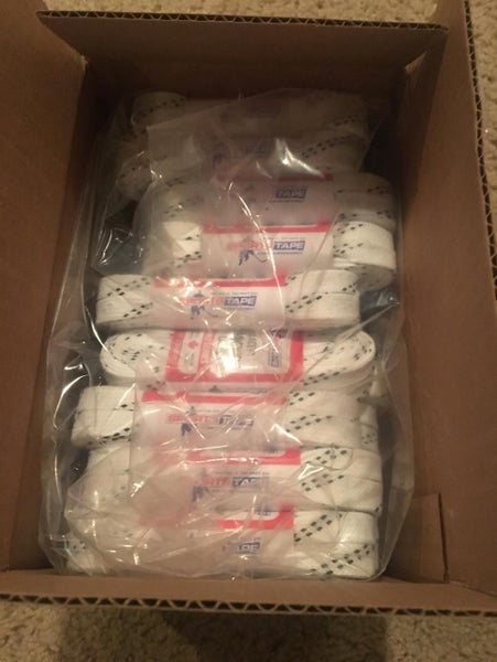 36 Pairs Of 96” Sportstape Thick White - Double Tracer Non Wax Hockey Laces