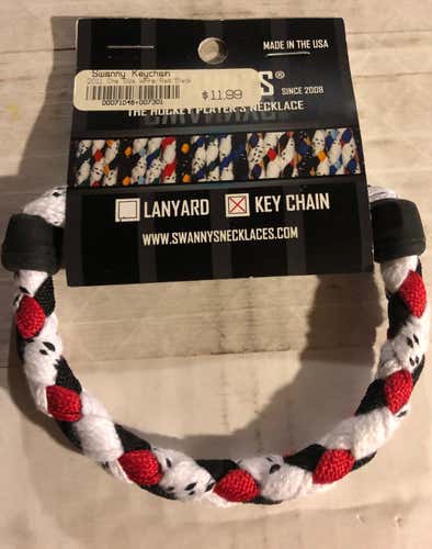 Swannys Hockey Lace Keychain Black/Red/White