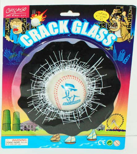 CRACKED GLASS BASEBALL IN WINDOW COVER NOVELTY GIFT TOY NEW