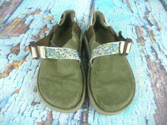 CHACO Pedshed Ecotread Green Suede Shoe Sandals Kids Size: 13