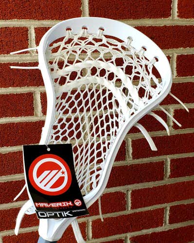 Maverik Men’s Optik U Lacrosse Head Strung w/ USA Made Semi-Soft Mesh & Strings = 100% MADE in USA