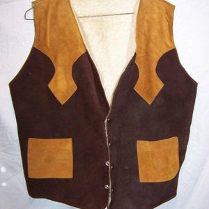 Vintage Custom Made Sheepskin Vest, Men's Large